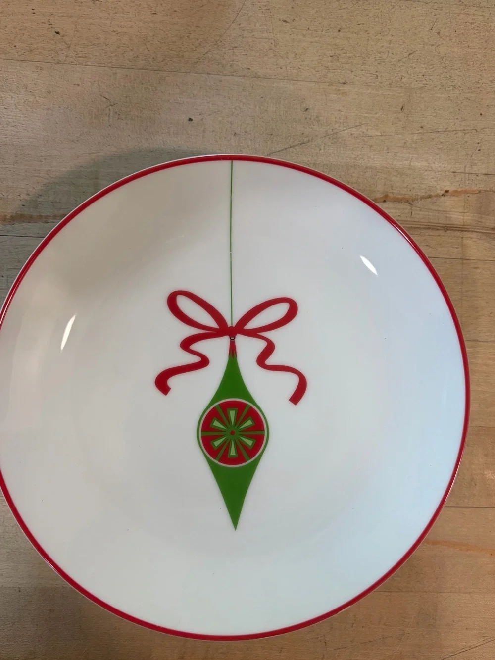 Crate & Barrel Holiday Christmas Ornament 8” Salad Dessert Plates Set of 8